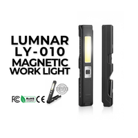 Lumnar LY-010 magnetic work light with certification logos on a white background